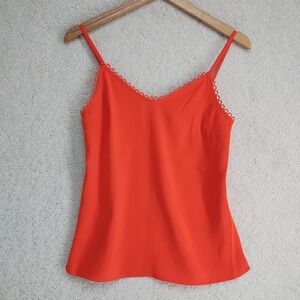 Ted Baker London Cami Womens 0 Coral Orange Scallop Trim Polyester Shell Top